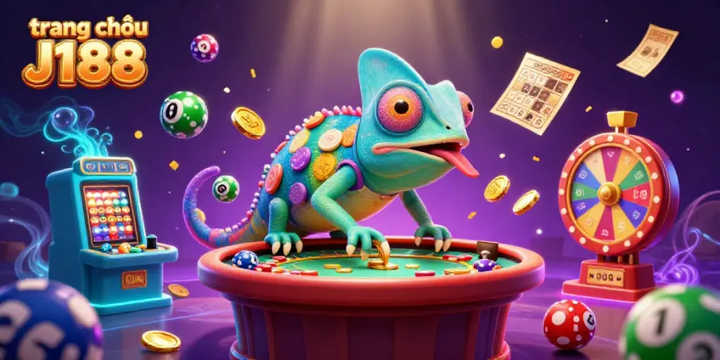 Experience the vibrant world of gambling at trang chủ J188 with a 3D illustration showcasing exciting casino elements.