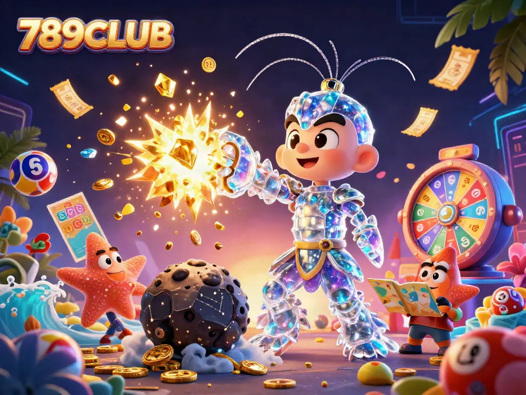 Immerse in 789CLUB's gaming universe as the galactic mantis shrimp triumphs in a spectacular explosion of golden gems.