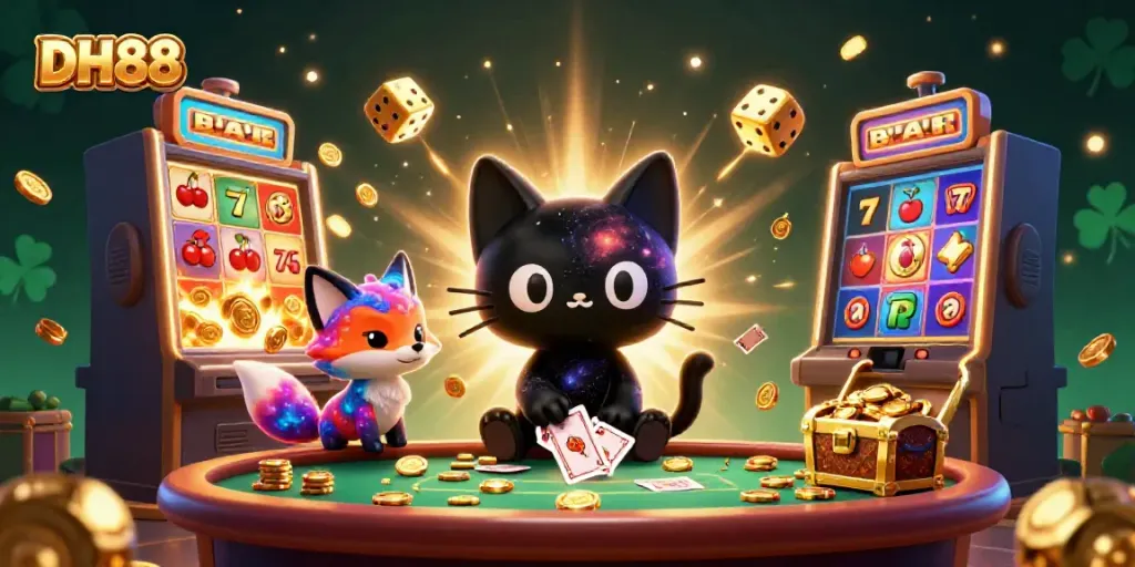 Experience winning excitement at DH88 casino with colorful characters and vibrant gaming elements.