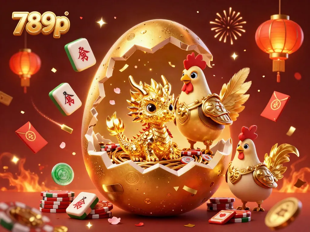 Sample celebration scene with 789p themes featuring golden elements and gaming symbols.