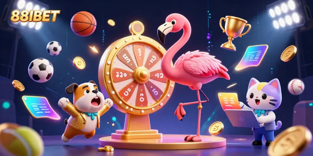 Experience the thrill of betting with 88IBET’s vibrant and interactive gaming scene featuring sports elements and prize reveals.