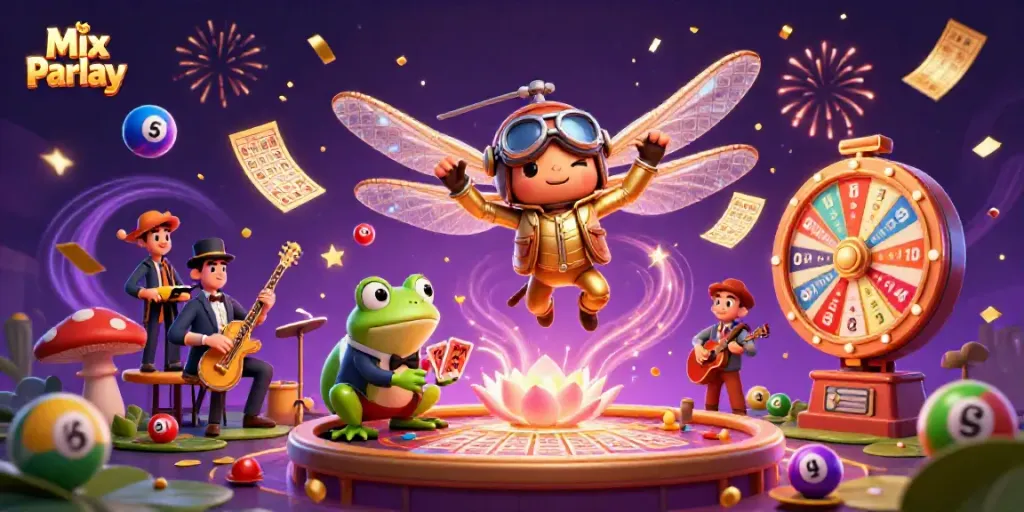Experience the thrill of Mix Parlay betting with a dynamic casino scene featuring engaging characters and vibrant game elements.