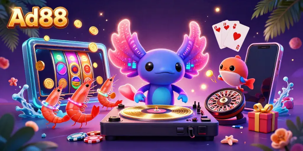 Experience thrilling slots at Ad88 with vibrant characters and dynamic casino elements.