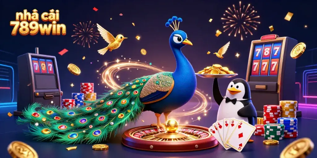 Experience the thrill with nhà cái 789win's vibrant casino scene featuring iconic characters and games.