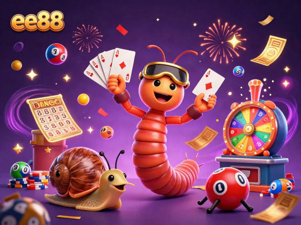 Spin and win with EE88's vibrant casino games, featuring engaging characters and lively elements.