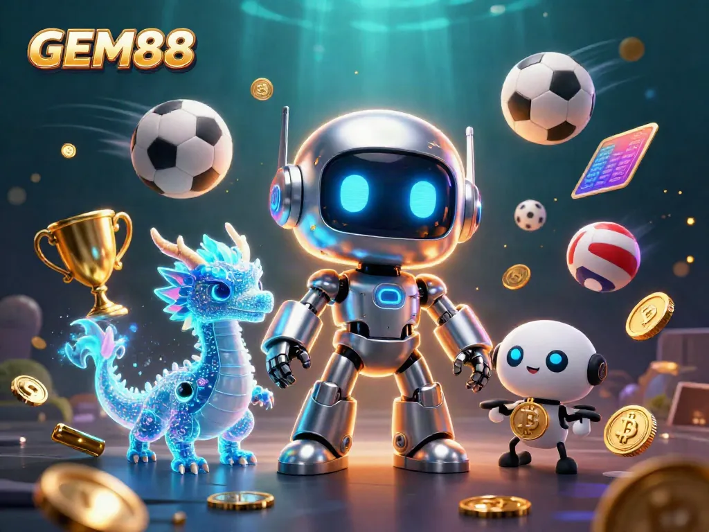 Experience the excitement of GEM88 with a futuristic cyberpunk scene featuring animated casino elements.