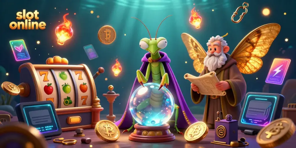Spin the reels with spectacular slot online characters in a vibrant 3D casino illustration.