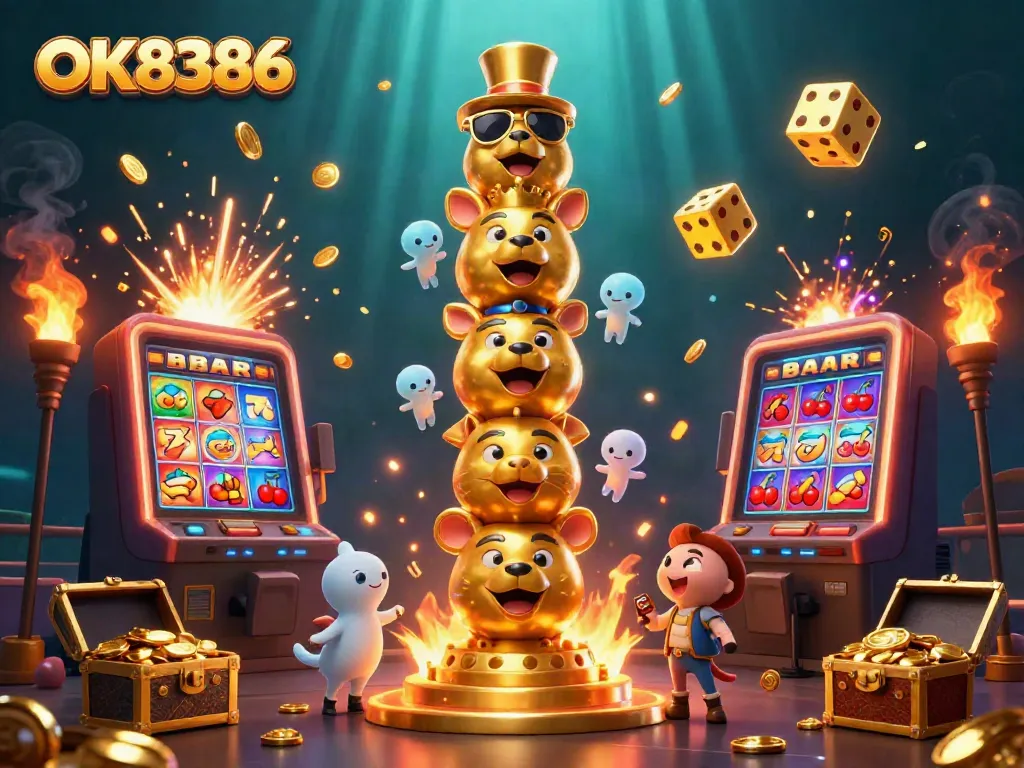 Experience the excitement of OK8386 with vibrant casino elements and the lively golden totem pole.