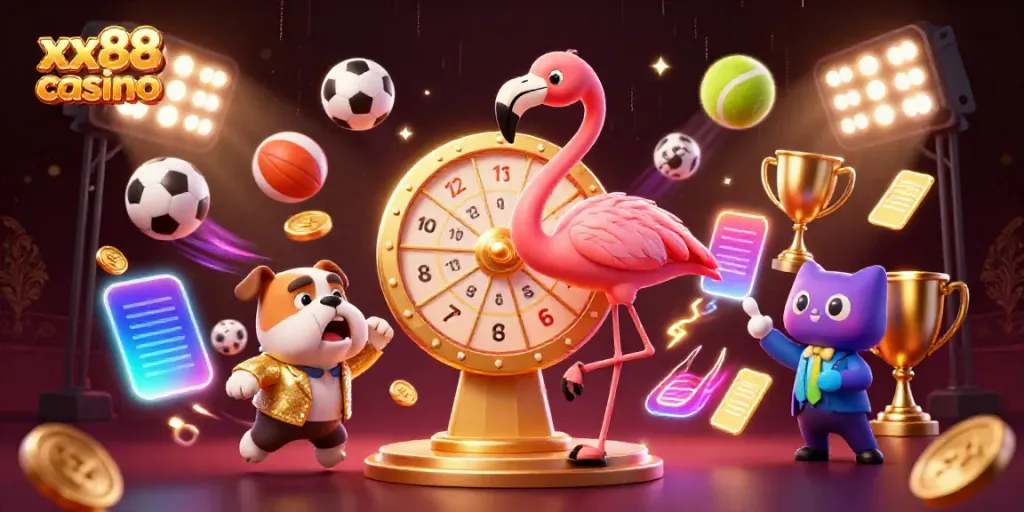 Experience thrilling moments at xx88 casino with a vibrant game show scene featuring exciting prizes.