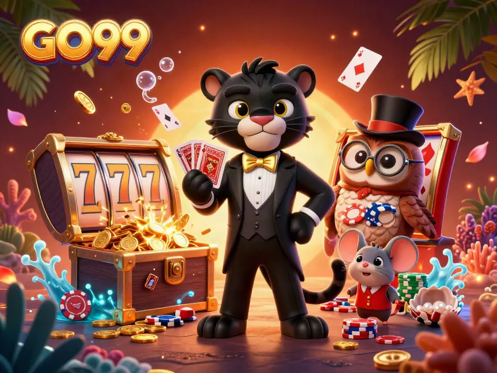 Experience GO99 slots with stylish characters in casino action, navigating vibrant treasures.
