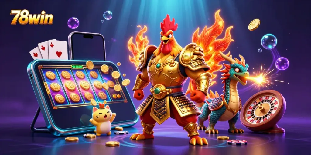 Experience immersive gaming with 78win featuring dynamic characters and vibrant casino elements.
