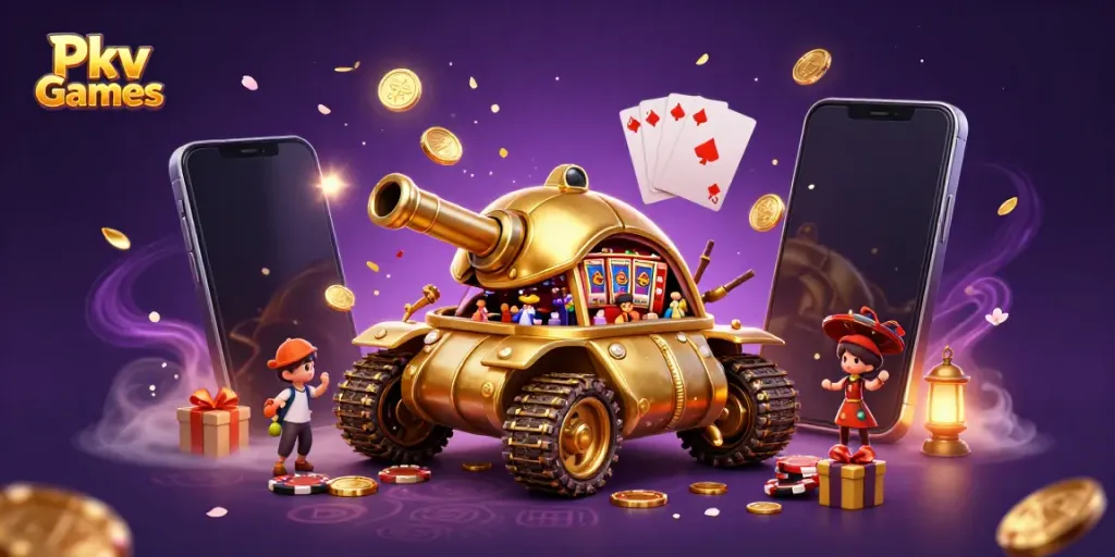 Experience Pkv Games in an engaging 3D casino scene with vibrant characters and elements.