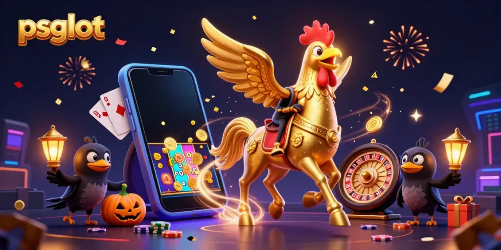 Experience interactive gaming with psgslot's golden rooster and dynamic casino elements.