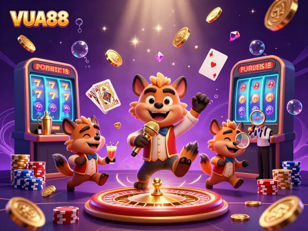 VUA88 hyenas bring comedy to the casino scene, showcasing vibrant gambling elements.