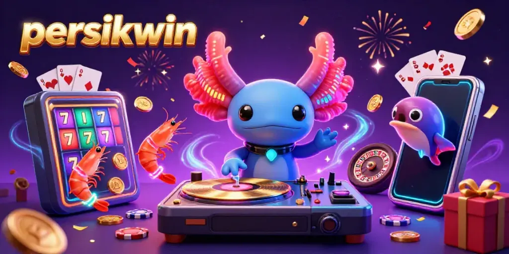 Persikwin menghadirkan atmosfer festival dengan DJ axolotl neon dan hewan laut menari di kasino