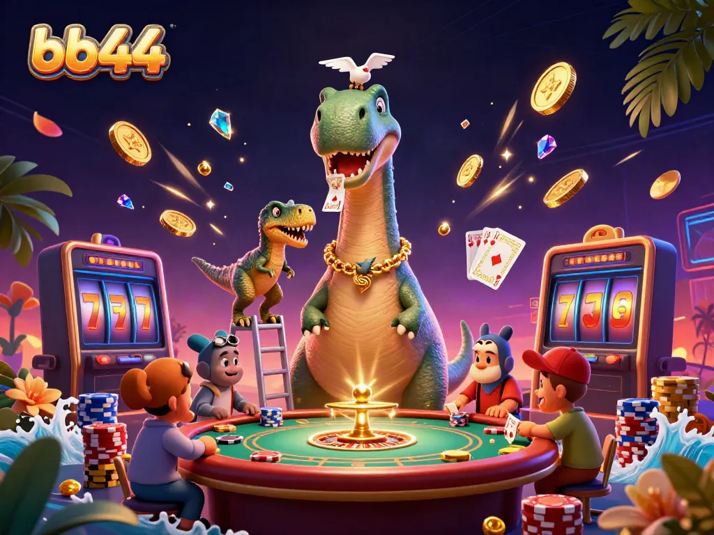 Engage in thrilling casino action with bb44 featuring a magical brontosaurus and a raptor dealer.